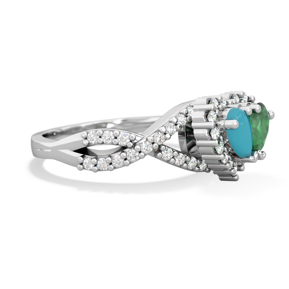 Turquoise Diamond Twist 'One Heart' 14K White Gold ring R2640HRT