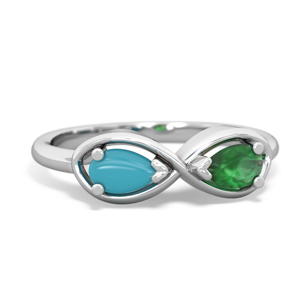 Turquoise Infinity 14K White Gold ring R5050