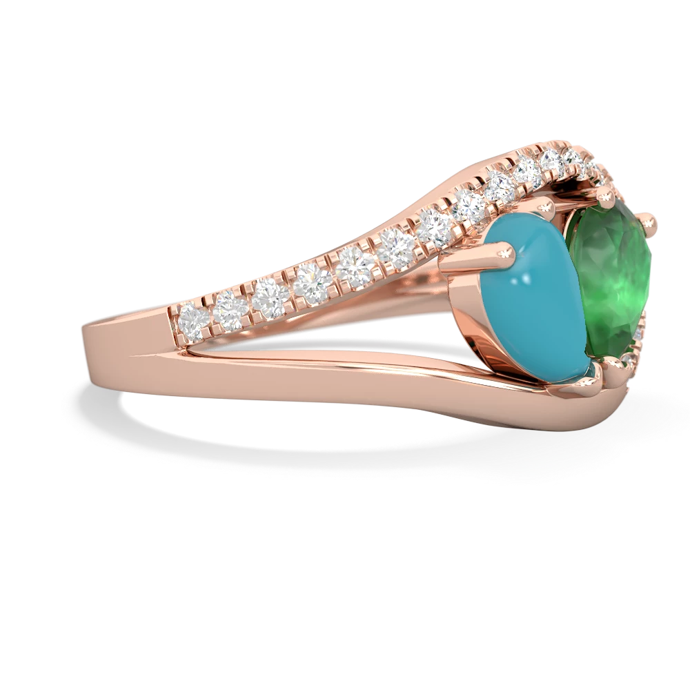 Turquoise Nestled Heart Keepsake 14K Rose Gold ring R5650