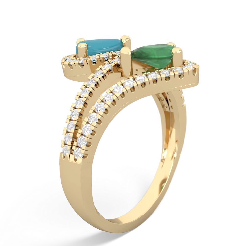 Turquoise Diamond Dazzler 14K Yellow Gold ring R3000