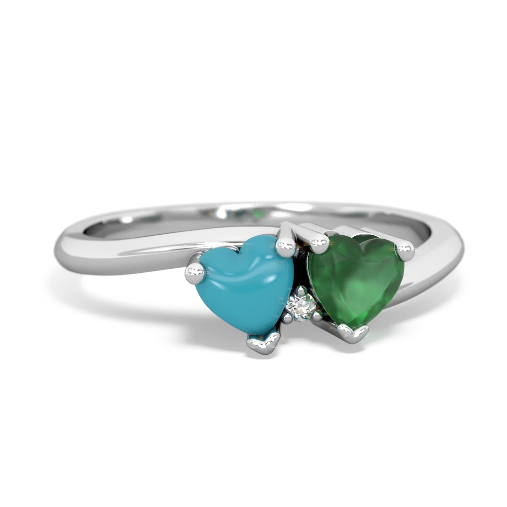 Turquoise Sweethearts 14K White Gold ring R5260