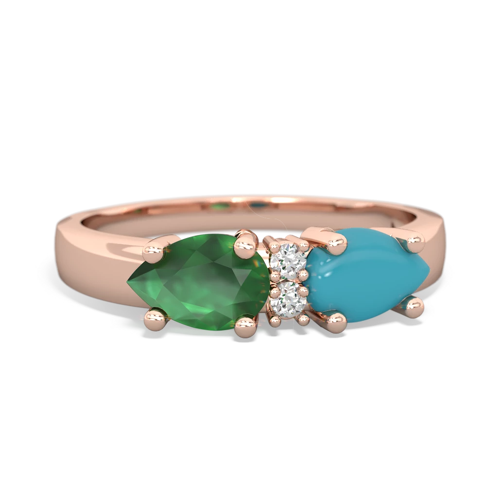 Turquoise Pear Bowtie 14K Rose Gold ring R0865