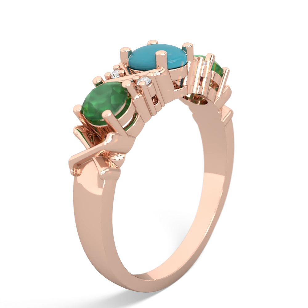 Turquoise Hugs And Kisses 14K Rose Gold ring R5016