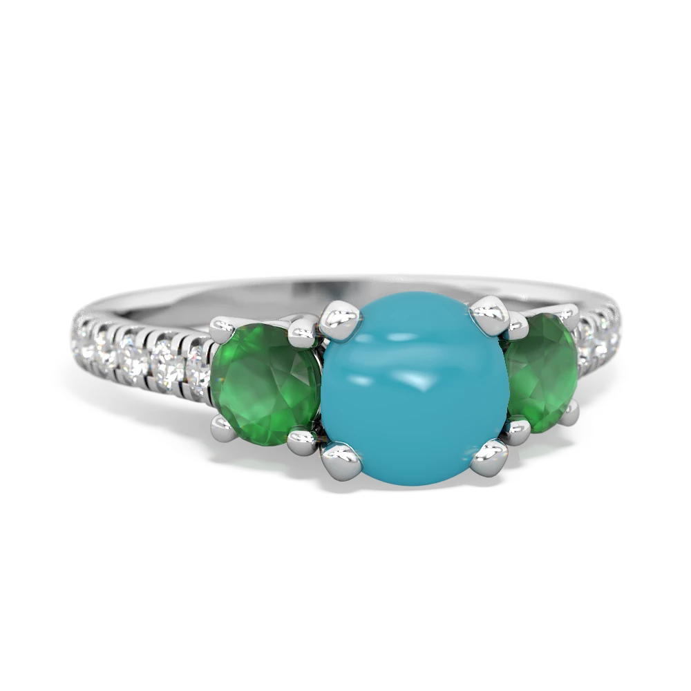 Turquoise Pave Trellis 14K White Gold ring R5500