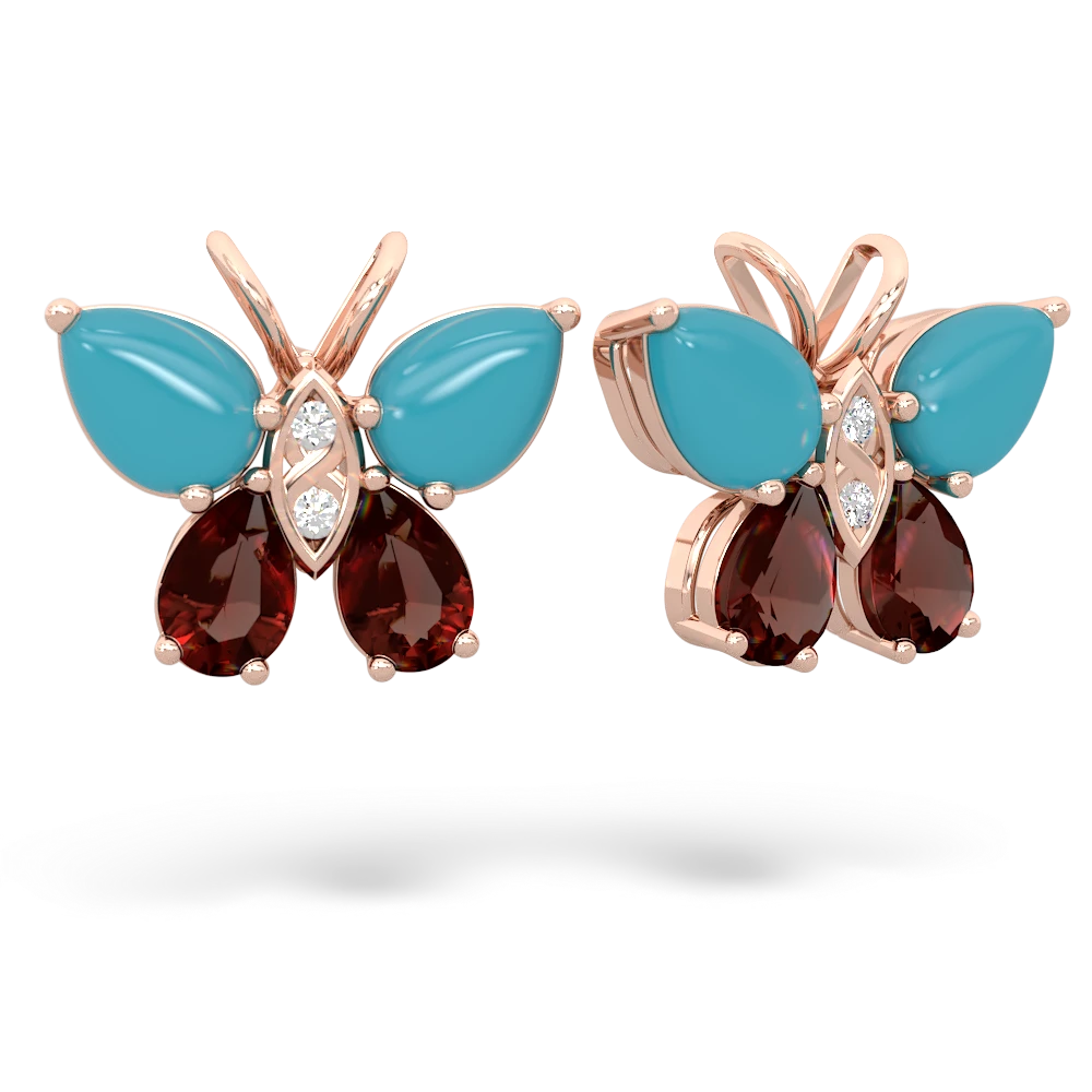 Turquoise Butterfly 14K Rose Gold earrings E2215