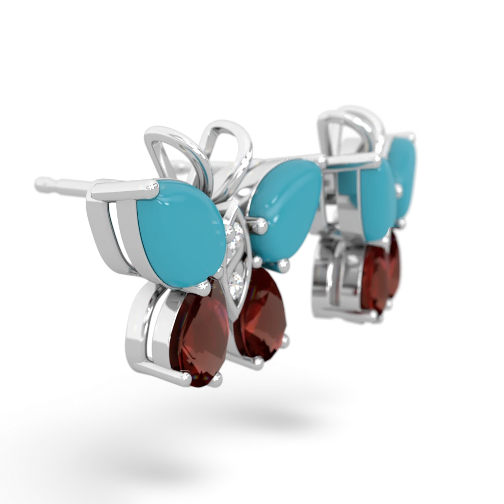 Turquoise Butterfly 14K White Gold earrings E2215