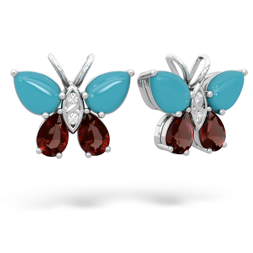 Turquoise Butterfly 14K White Gold earrings E2215