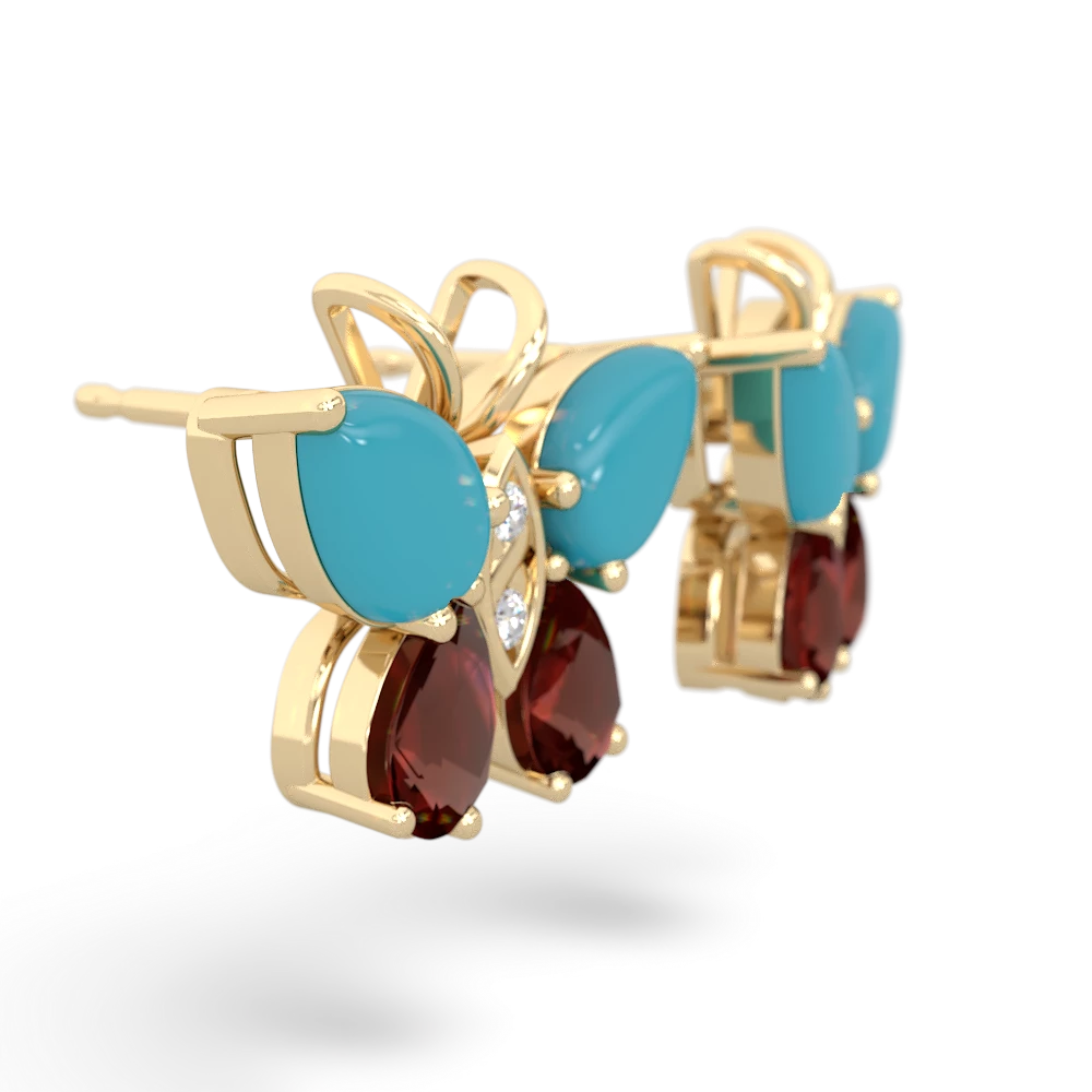 Turquoise Butterfly 14K Yellow Gold earrings E2215