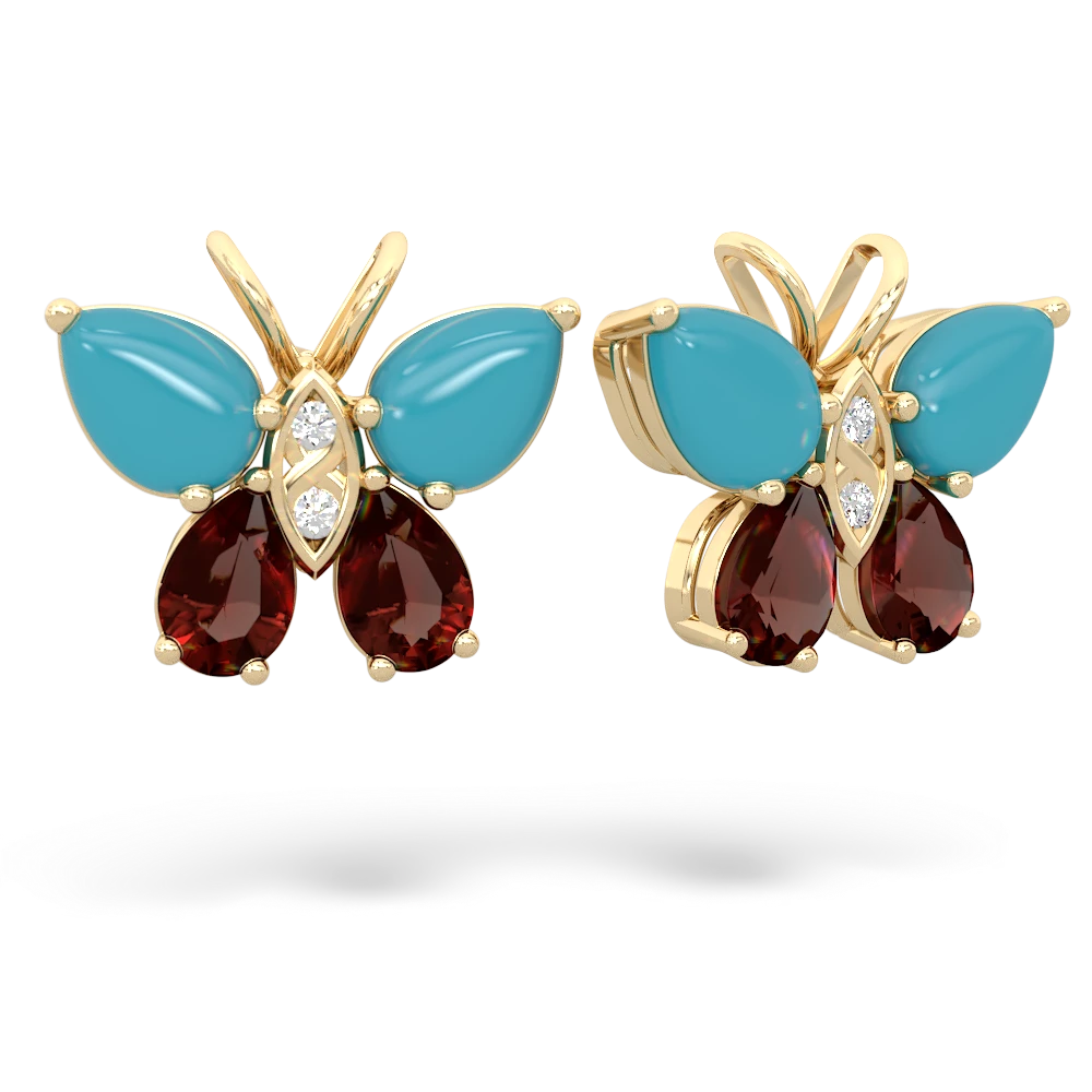 Turquoise Butterfly 14K Yellow Gold earrings E2215