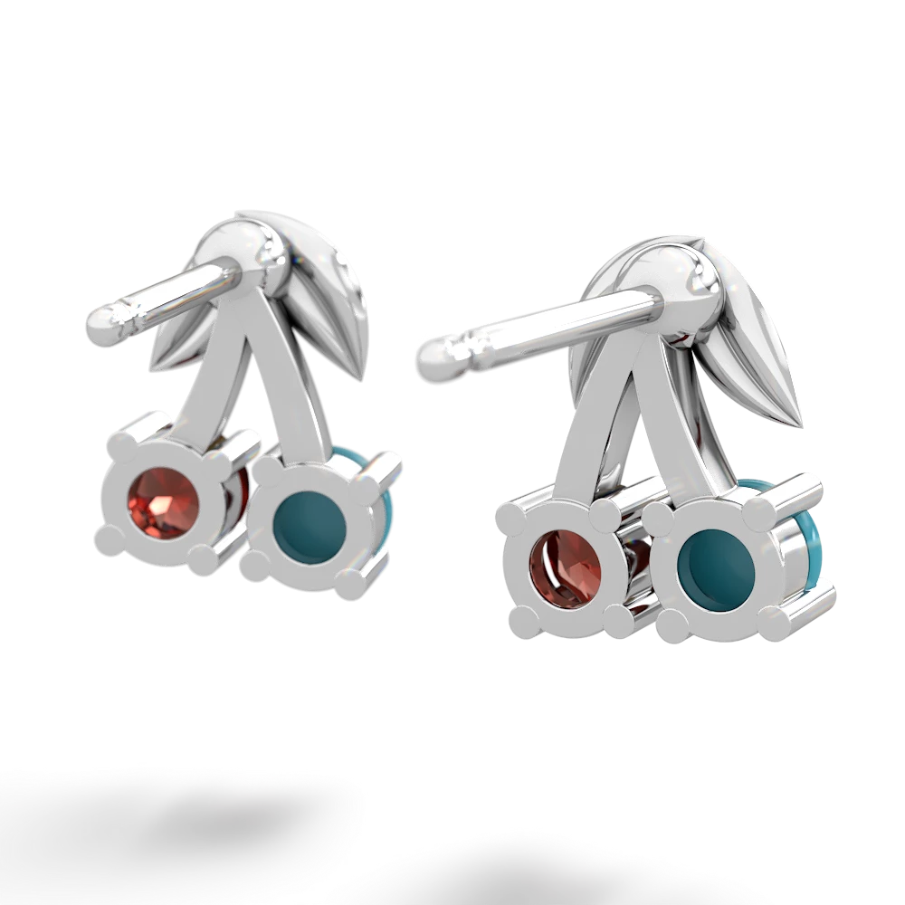 Turquoise Sweet Cherries 14K White Gold earrings E7001