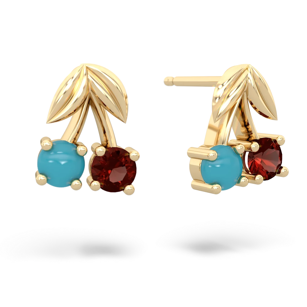 Turquoise Sweet Cherries 14K Yellow Gold earrings E7001