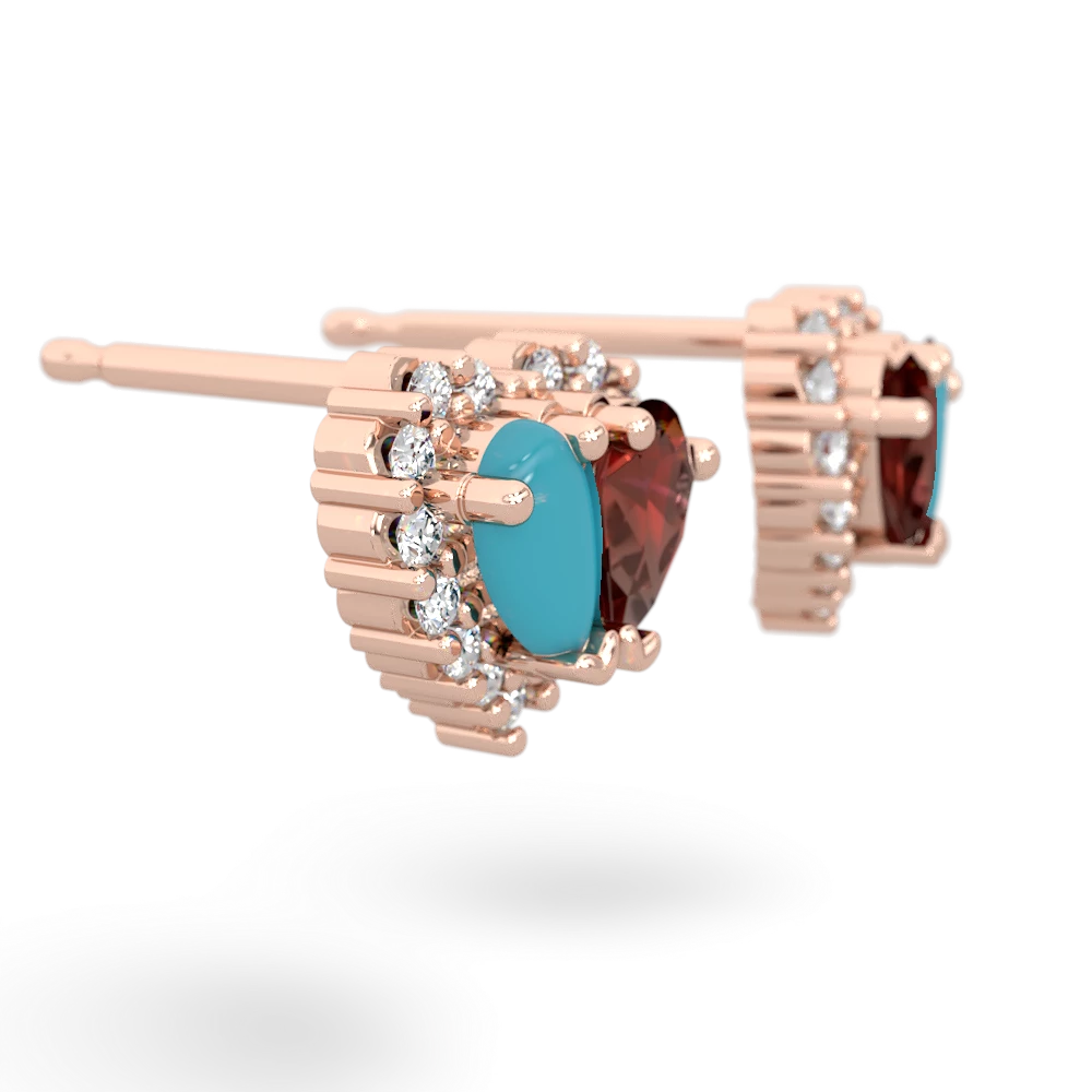 Turquoise Halo 14K Rose Gold earrings E7008