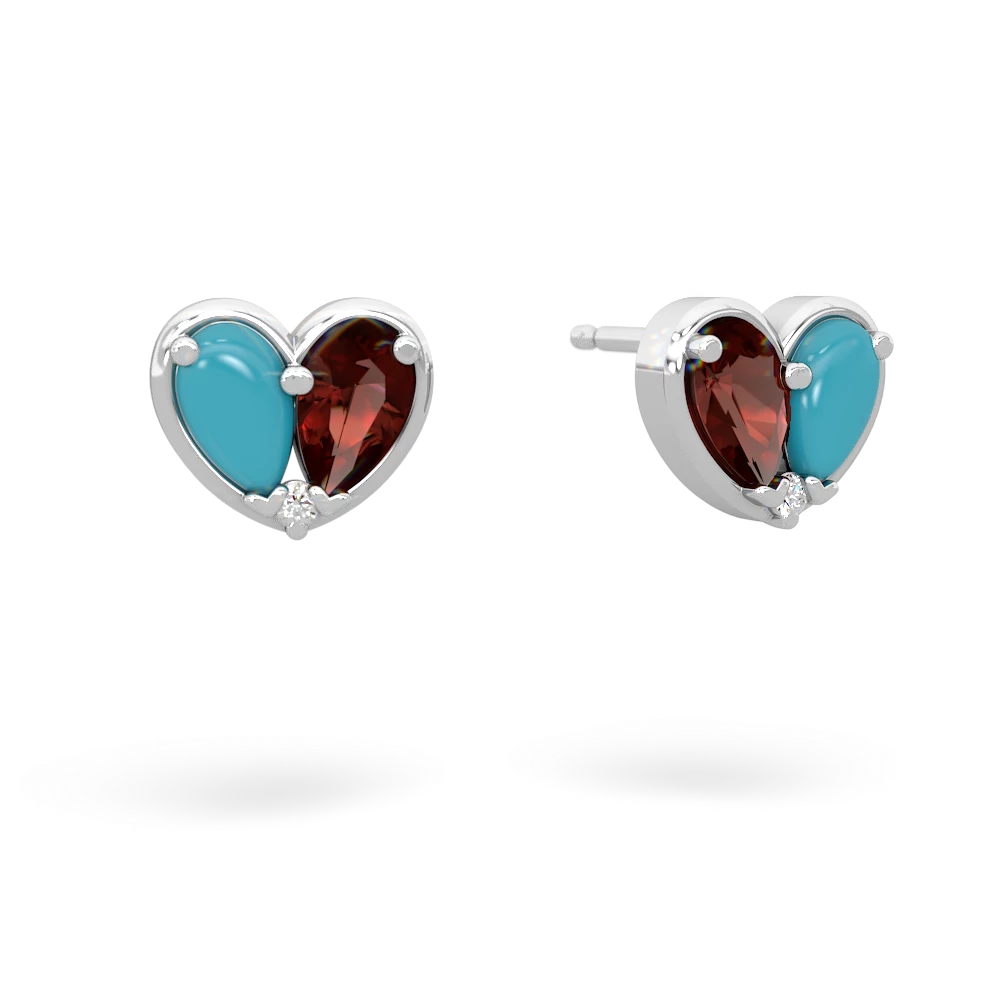 Turquoise 'Our Heart' 14K White Gold earrings E5072