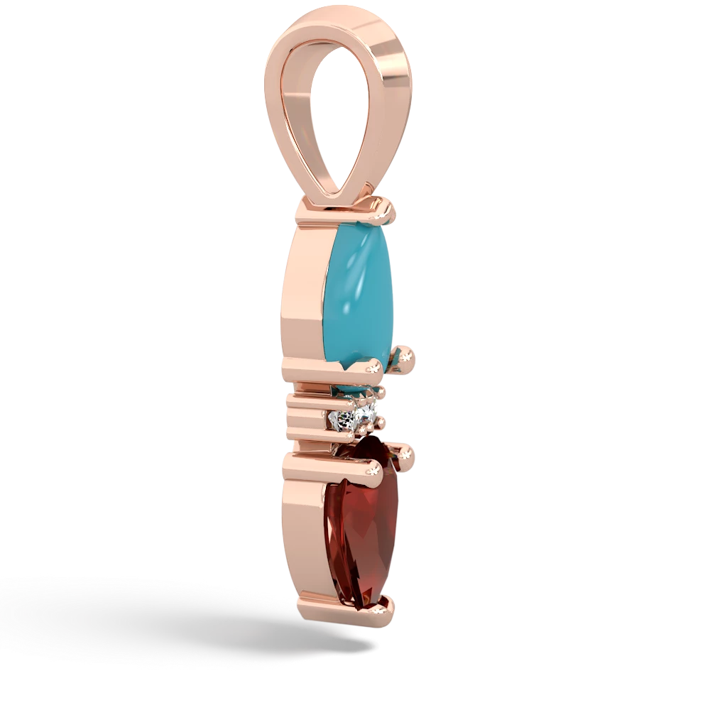 Turquoise Bowtie Drop 14K Rose Gold pendant P0865