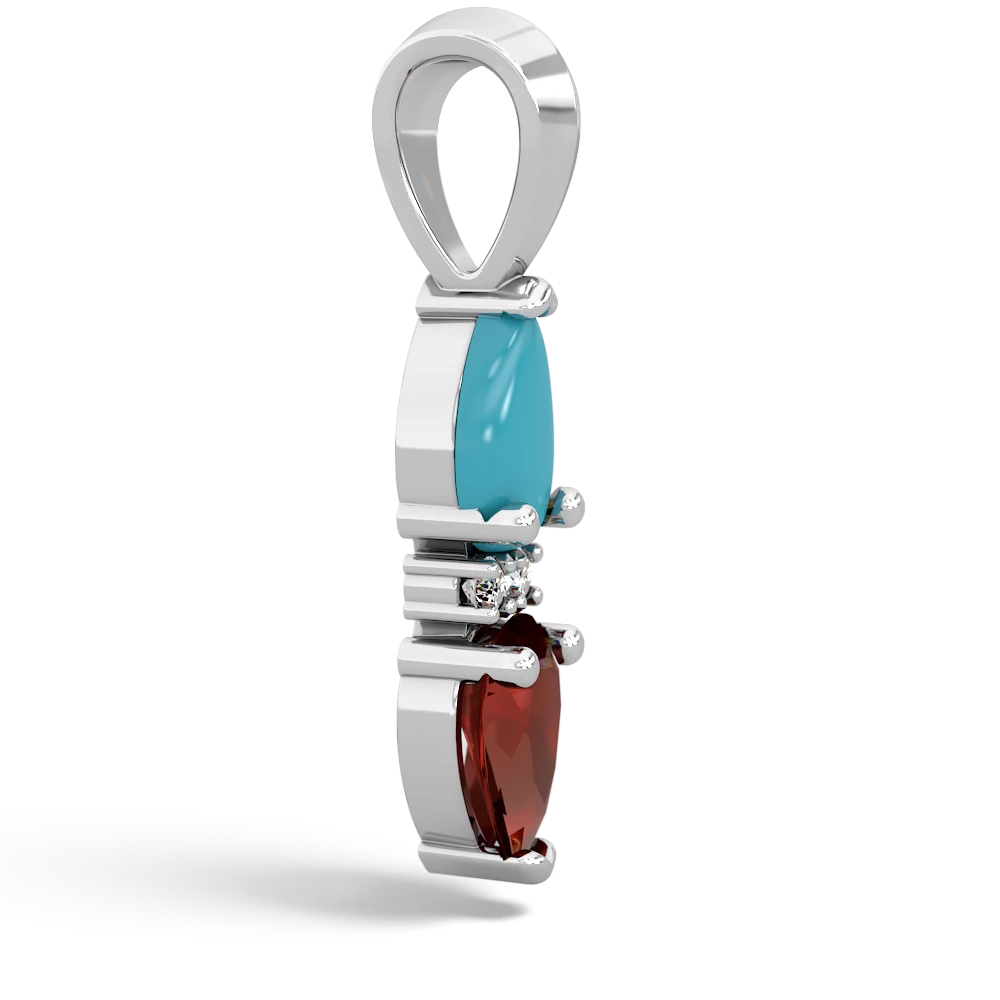 Turquoise Bowtie Drop 14K White Gold pendant P0865