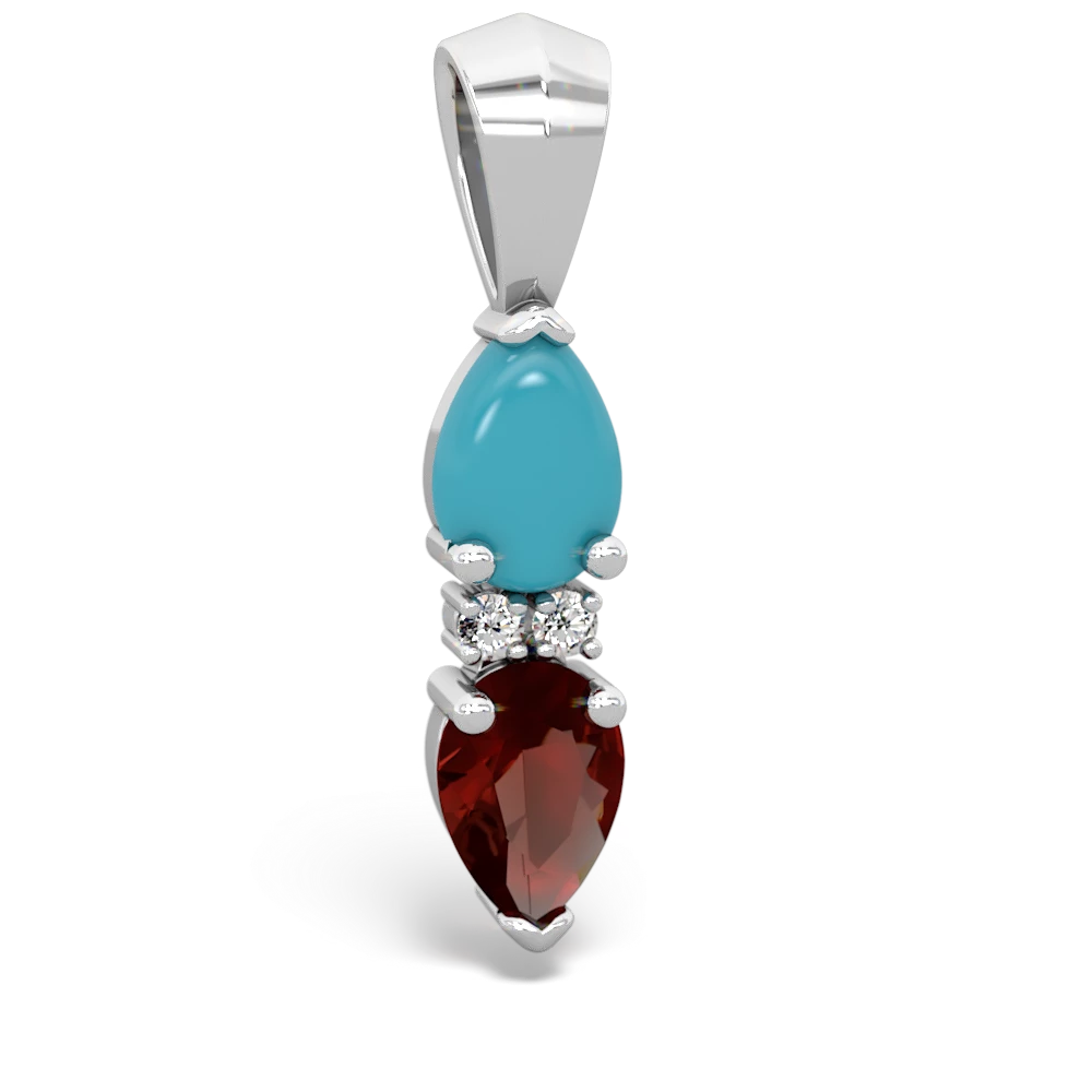 Turquoise Bowtie Drop 14K White Gold pendant P0865