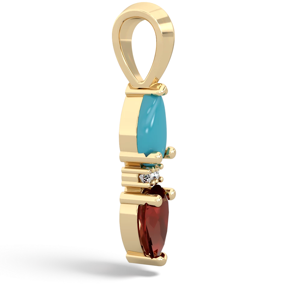 Turquoise Bowtie Drop 14K Yellow Gold pendant P0865