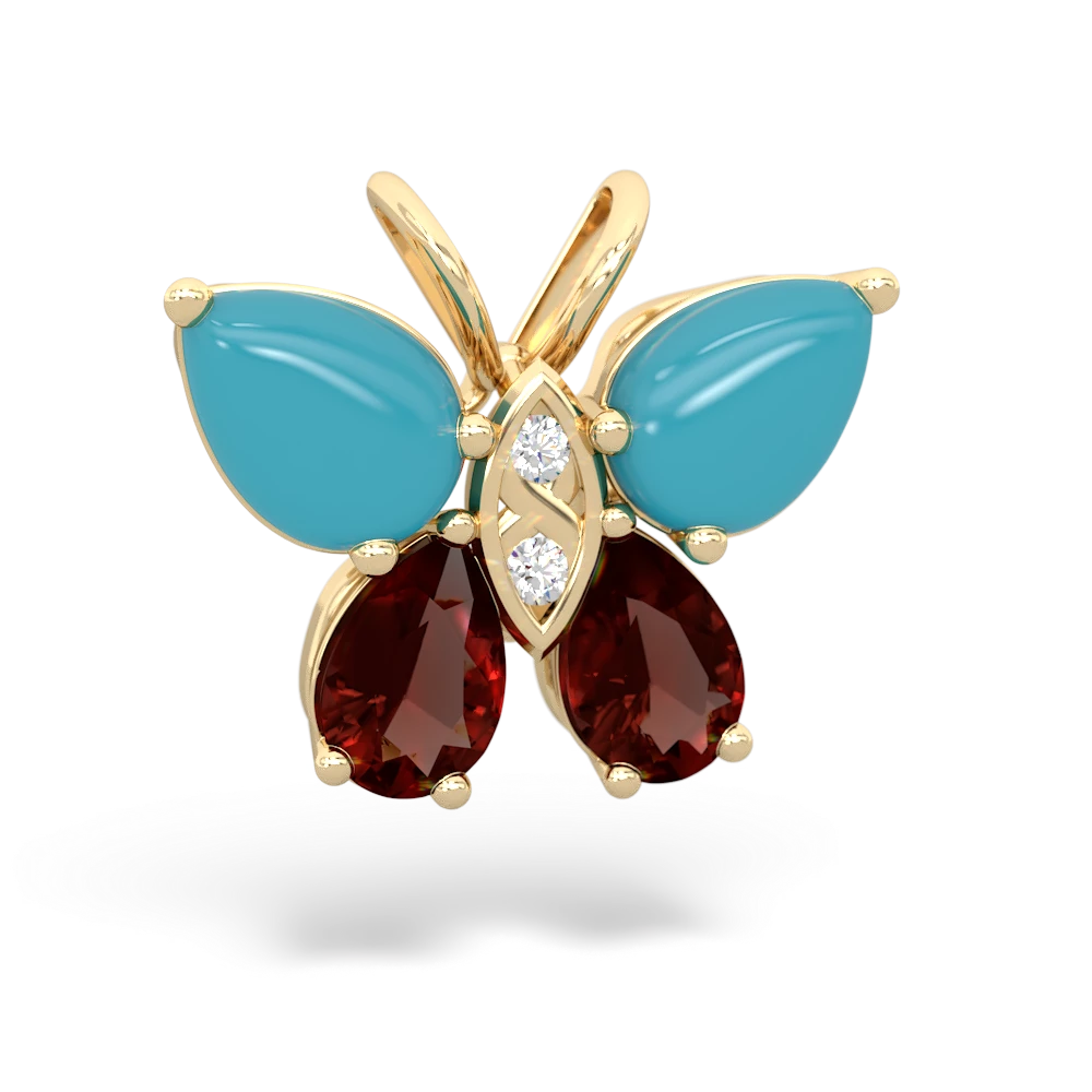 Turquoise Butterfly 14K Yellow Gold pendant P2215