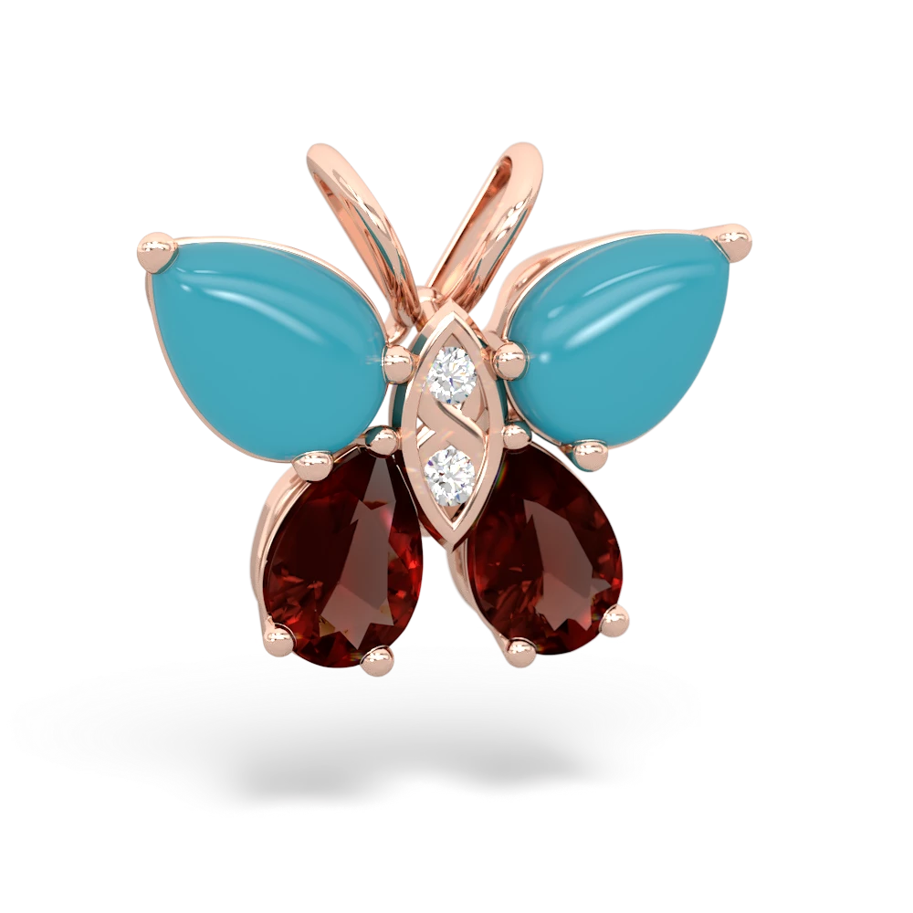 Turquoise Butterfly 14K Rose Gold pendant P2215