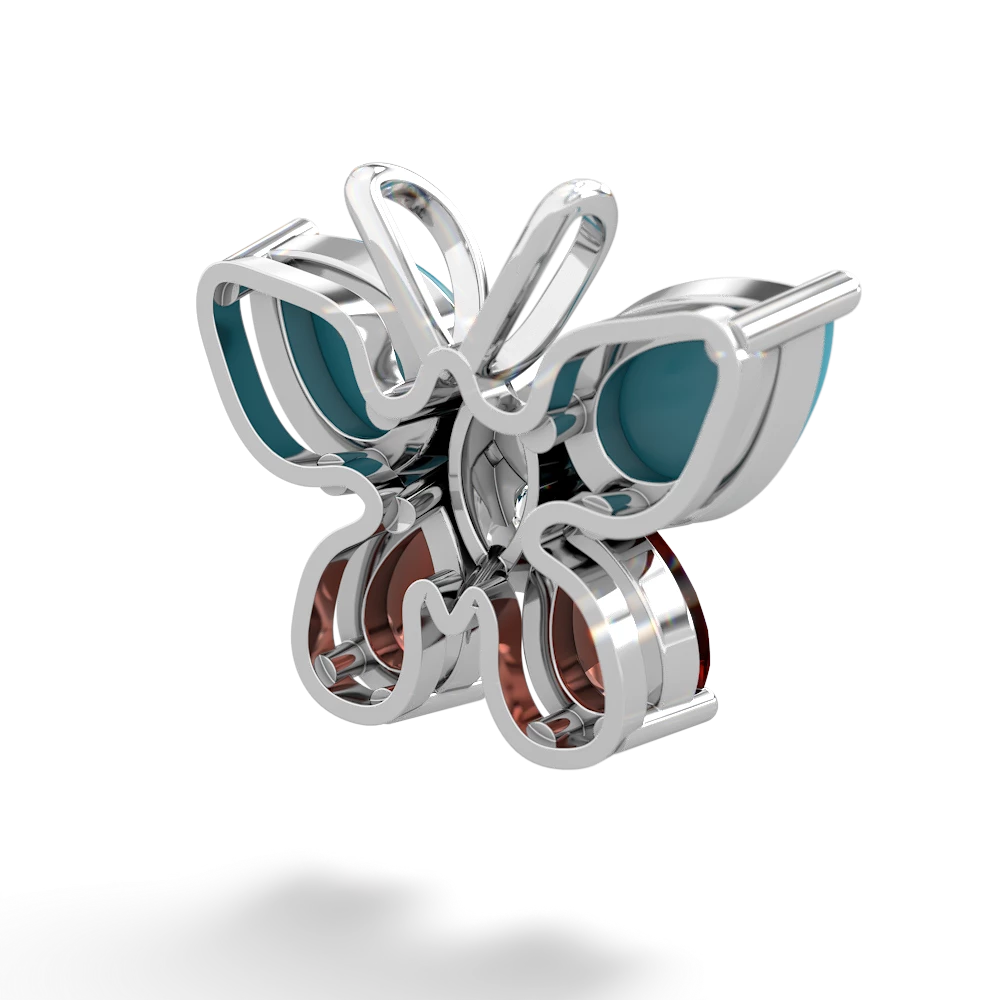 Turquoise Butterfly 14K White Gold pendant P2215