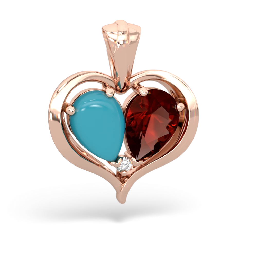 Turquoise Two Become One 14K Rose Gold pendant P5330