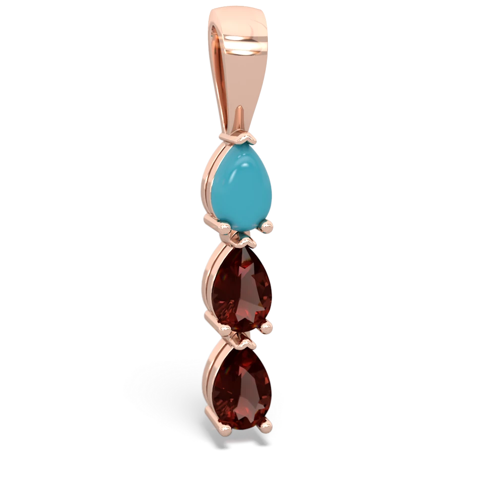 Turquoise Dew Drops 14K Rose Gold pendant P2251