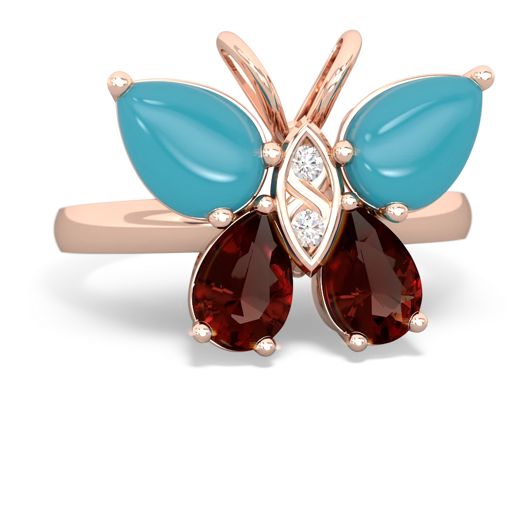 Turquoise Butterfly 14K Rose Gold ring R2215