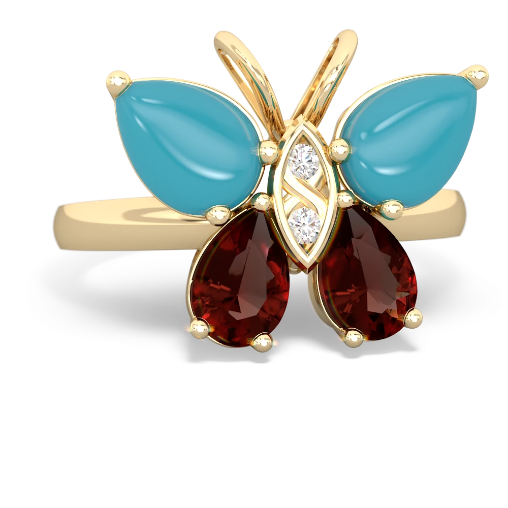 Turquoise Butterfly 14K Yellow Gold ring R2215