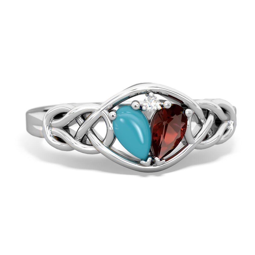 Turquoise Celtic Love Knot 14K White Gold ring R5420