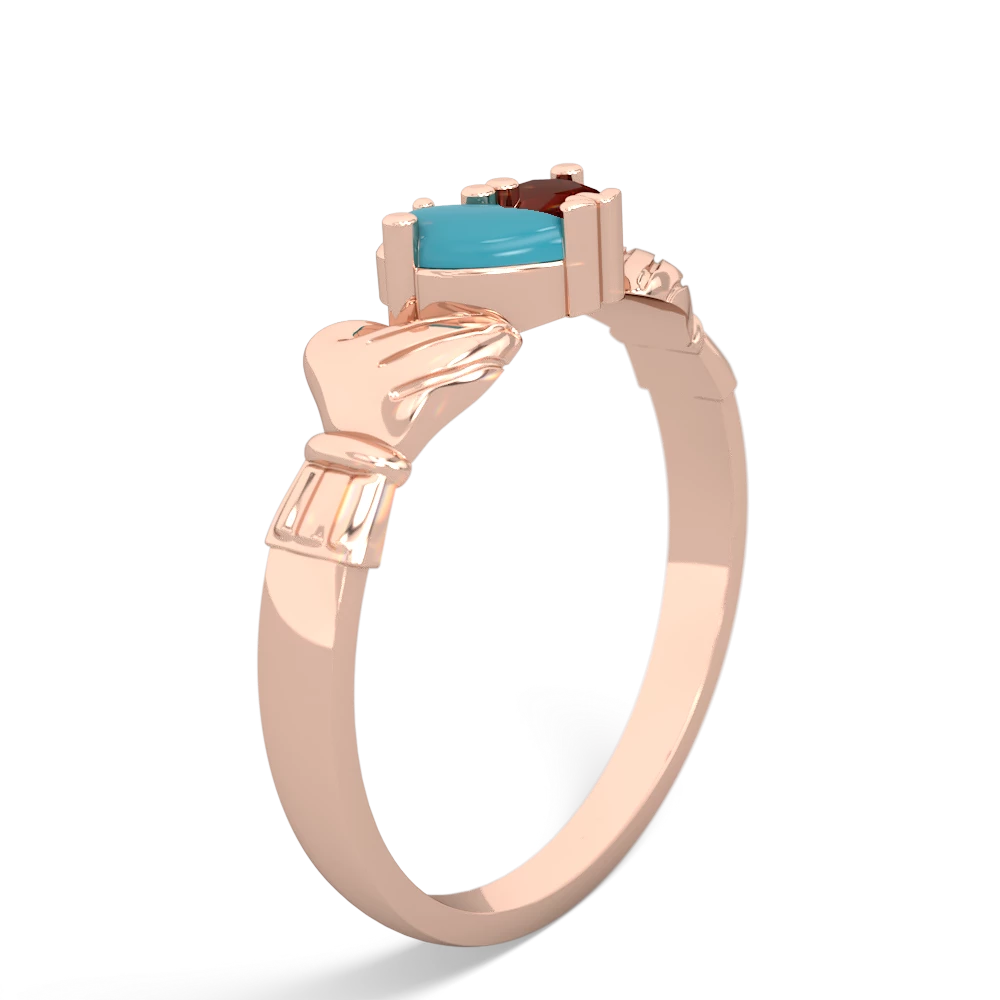 Turquoise 'Our Heart' Claddagh 14K Rose Gold ring R2388