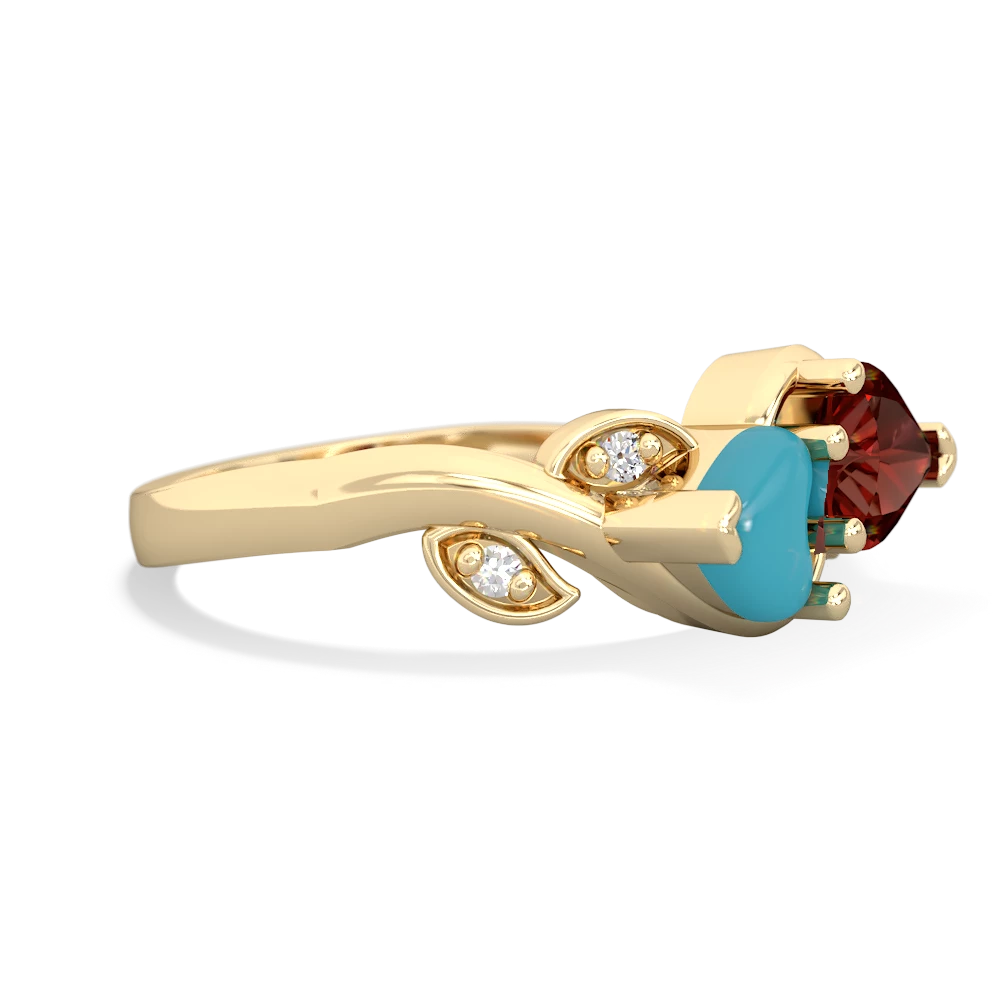 Turquoise Floral Elegance 14K Yellow Gold ring R5790