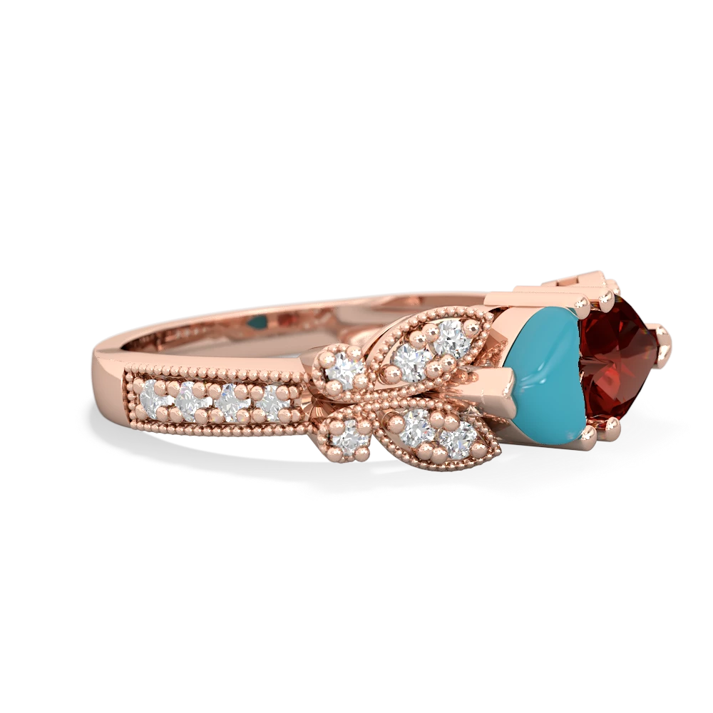 Turquoise Diamond Butterflies 14K Rose Gold ring R5601