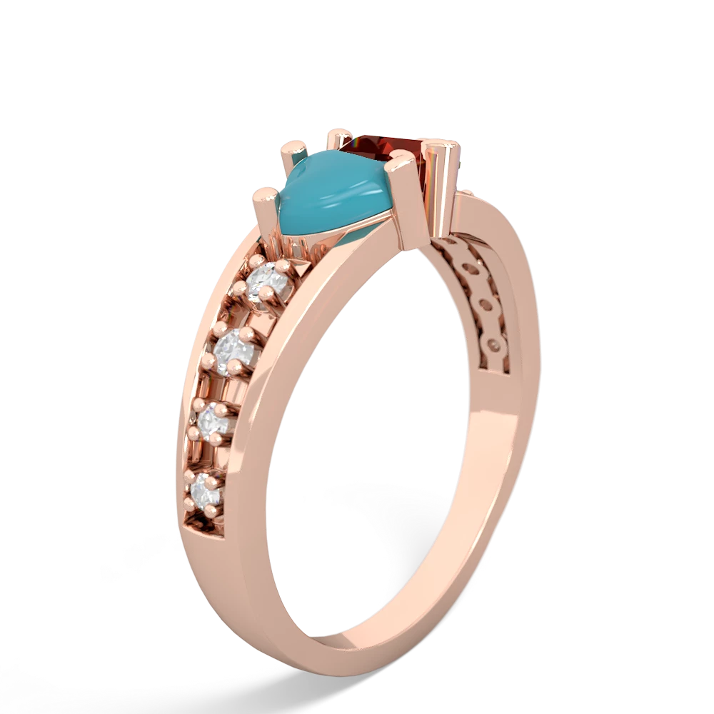 Turquoise Heart To Heart 14K Rose Gold ring R3342