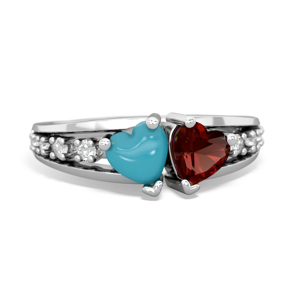 Turquoise Heart To Heart 14K White Gold ring R3342