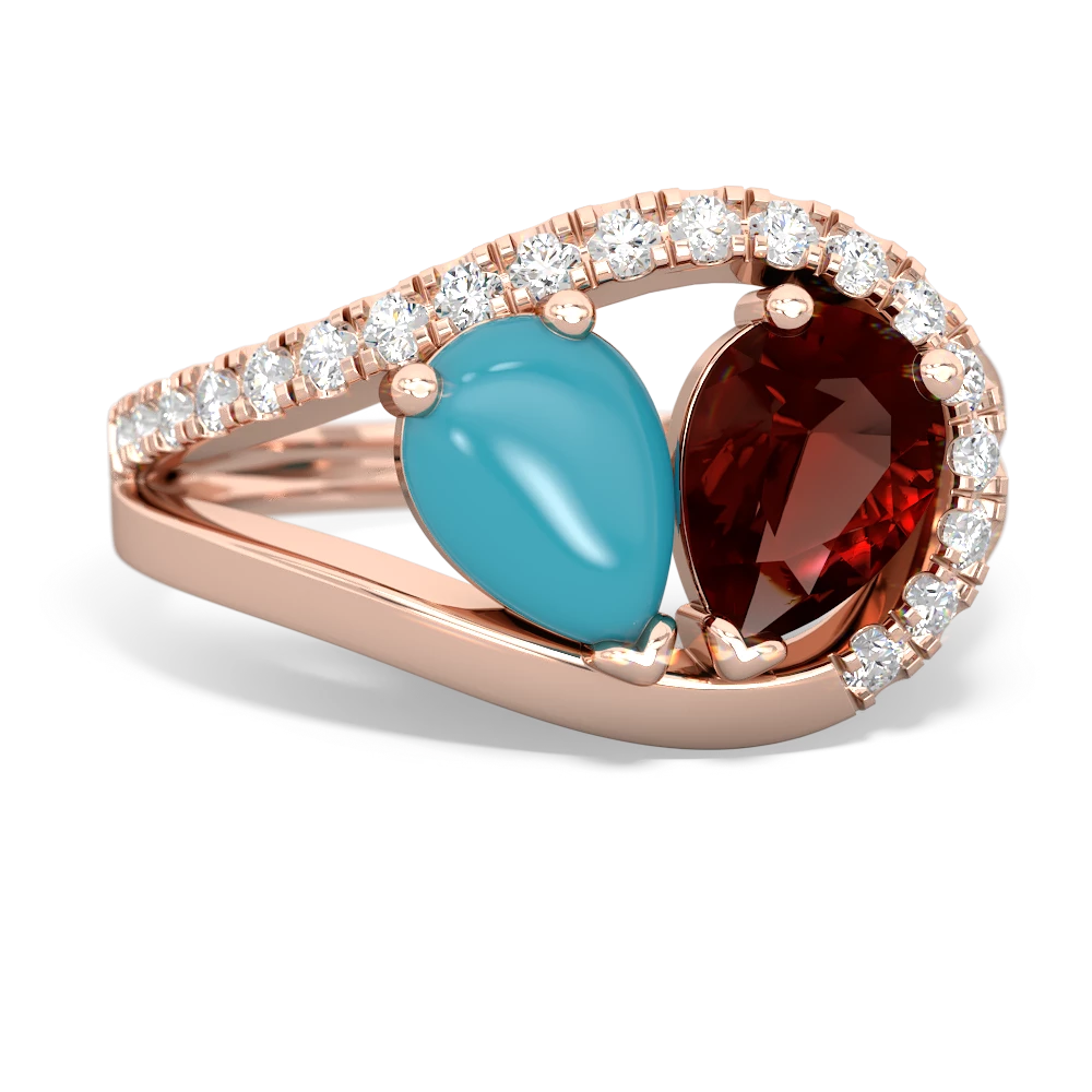 Turquoise Nestled Heart Keepsake 14K Rose Gold ring R5650