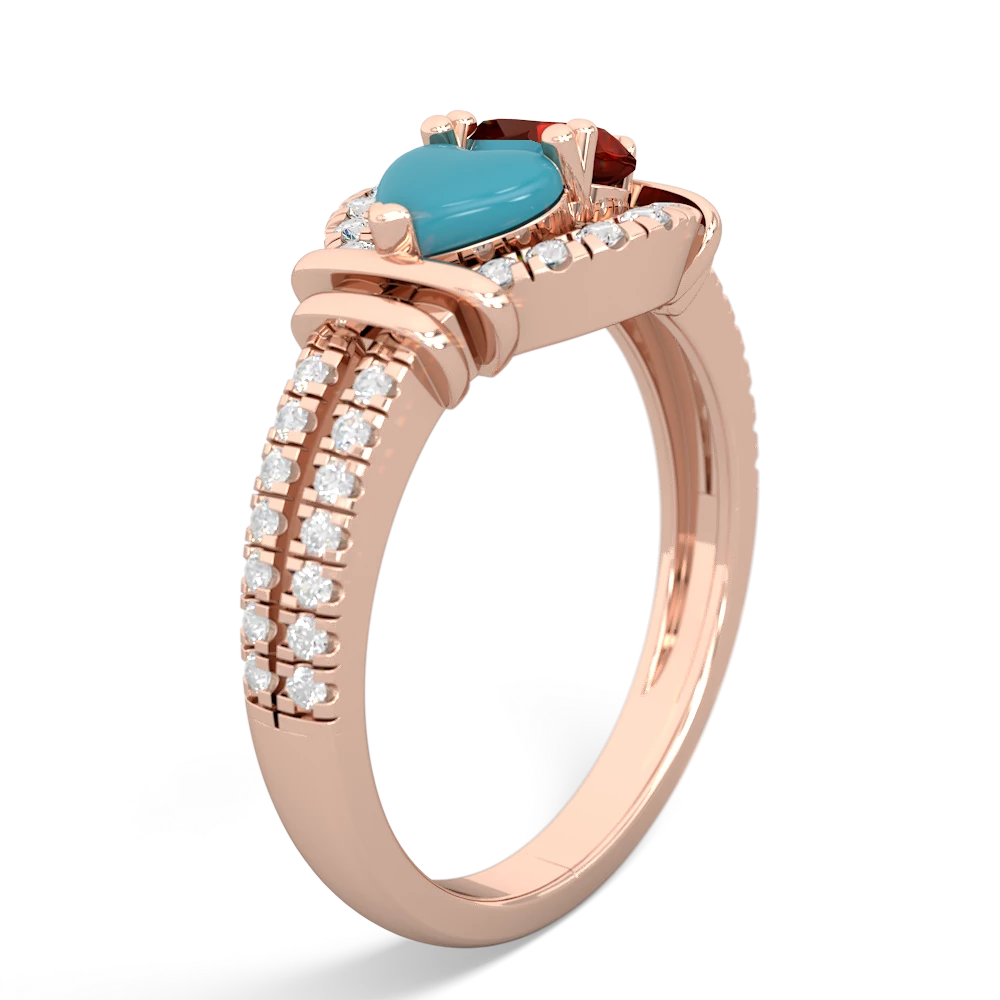 Turquoise Art-Deco Keepsake 14K Rose Gold ring R5630