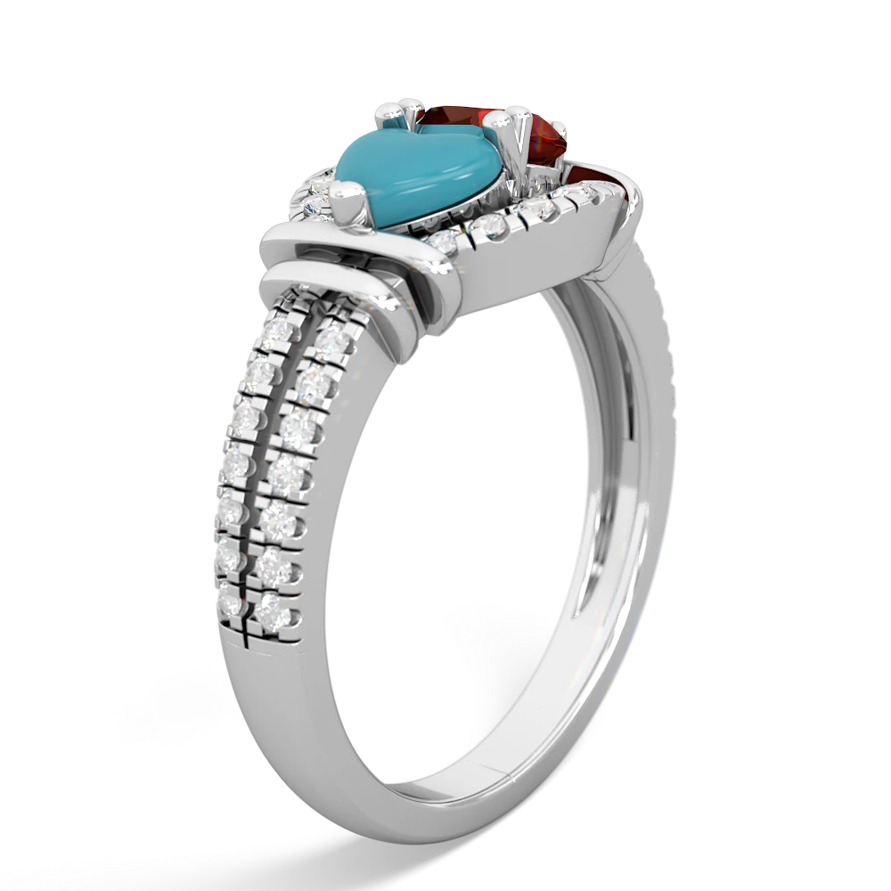 Turquoise Art-Deco Keepsake 14K White Gold ring R5630