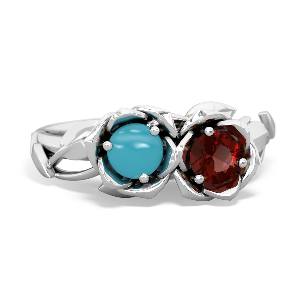 Turquoise Rose Garden 14K White Gold ring R5510