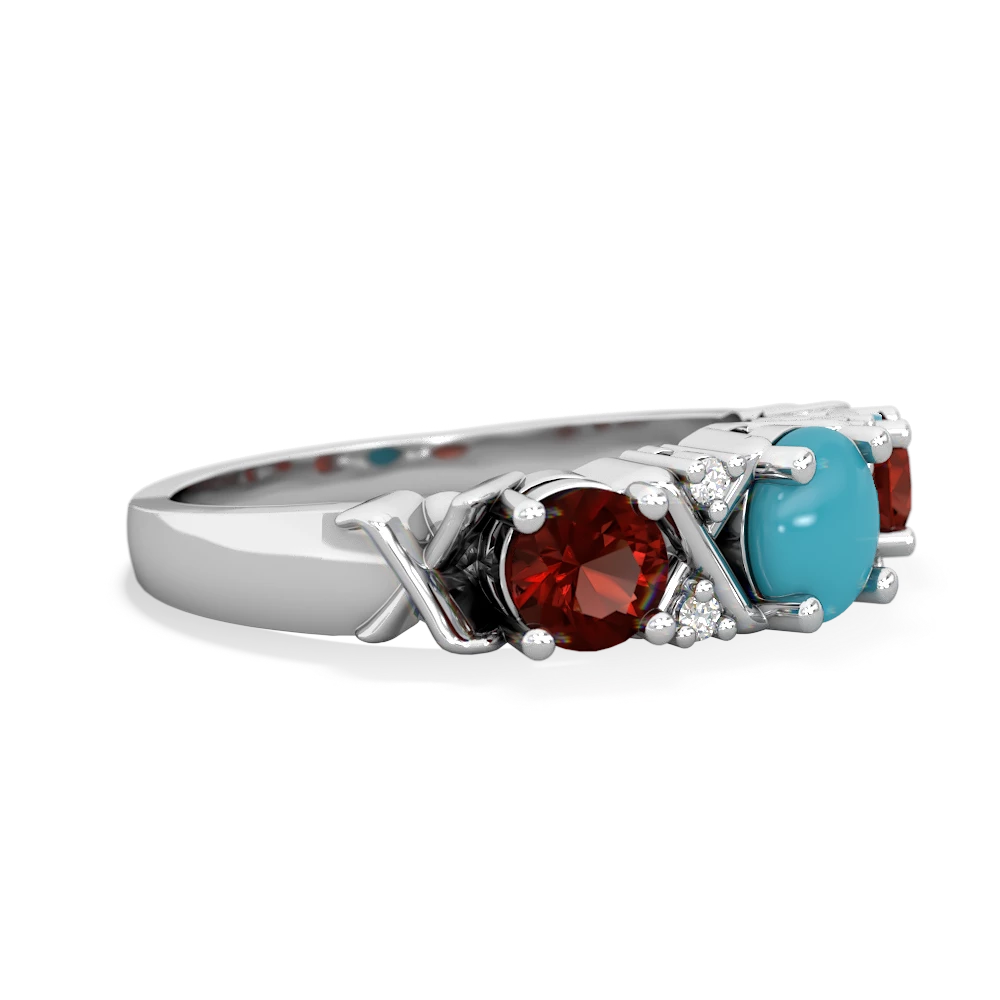 Turquoise Hugs And Kisses 14K White Gold ring R5016
