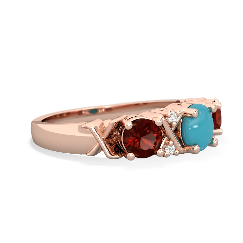 Turquoise Hugs And Kisses 14K Rose Gold ring R5016