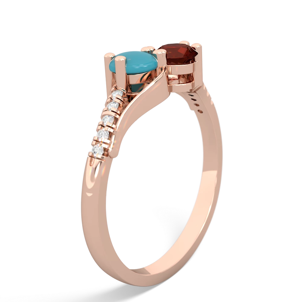 Turquoise Infinity Pave Two Stone 14K Rose Gold ring R5285