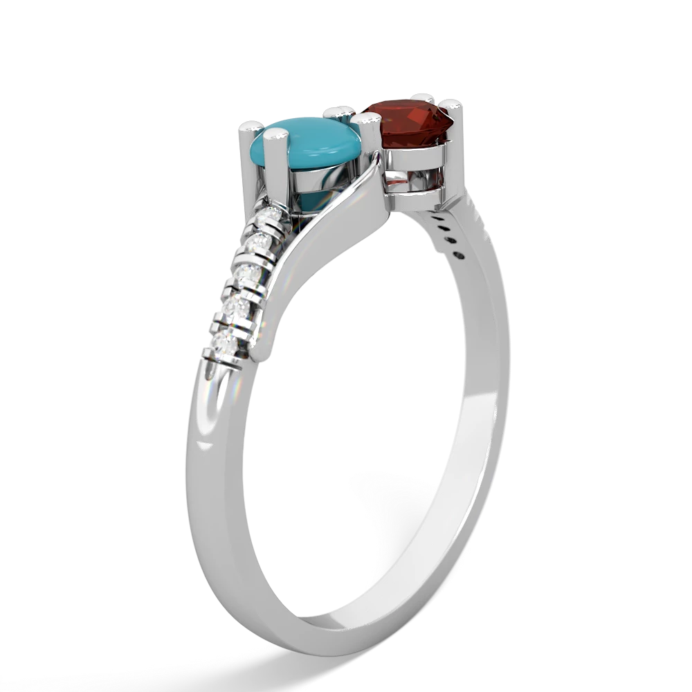 Turquoise Infinity Pave Two Stone 14K White Gold ring R5285