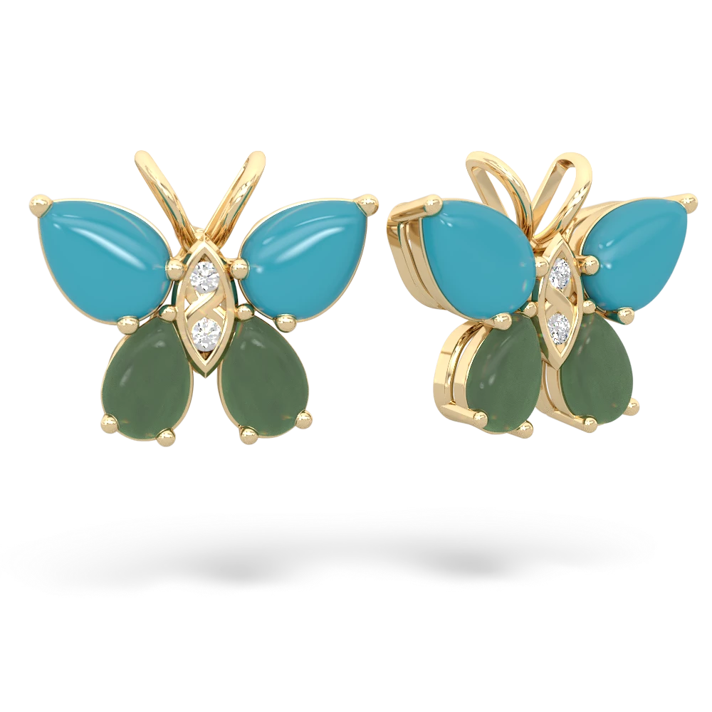 Turquoise Butterfly 14K Yellow Gold earrings E2215