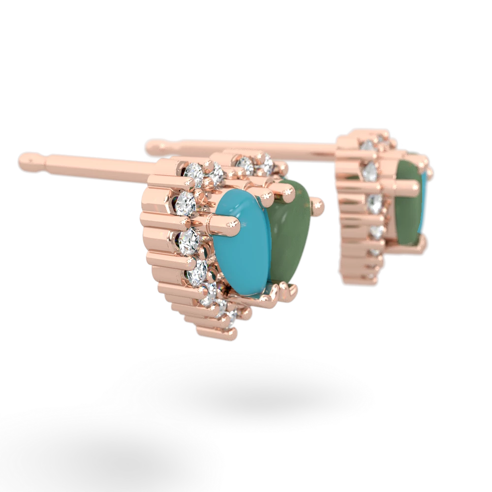 Turquoise Halo 14K Rose Gold earrings E7008