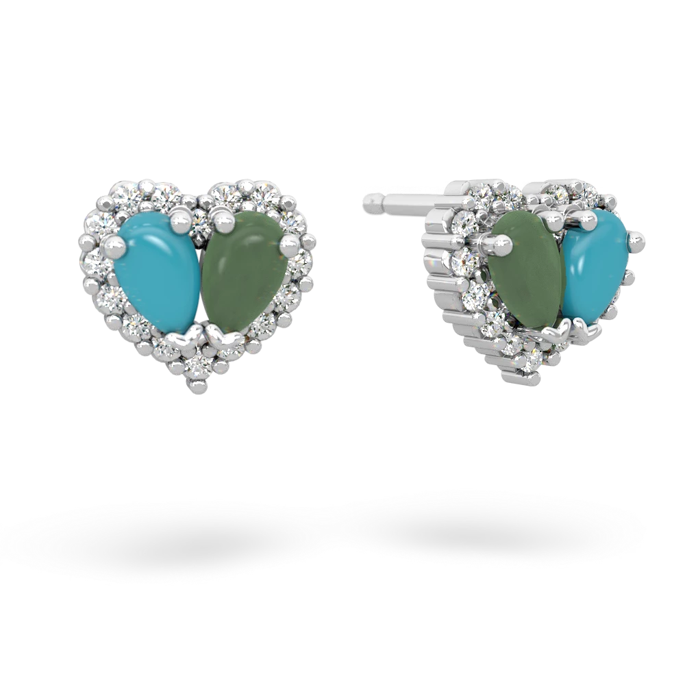 Turquoise Halo 14K White Gold earrings E7008