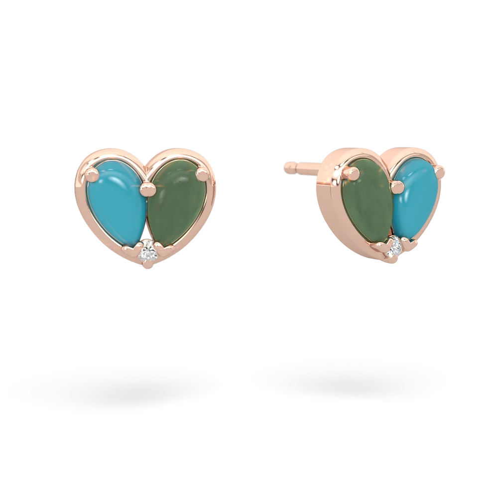 Turquoise 'Our Heart' 14K Rose Gold earrings E5072