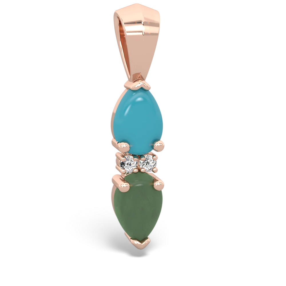 Turquoise Bowtie Drop 14K Rose Gold pendant P0865