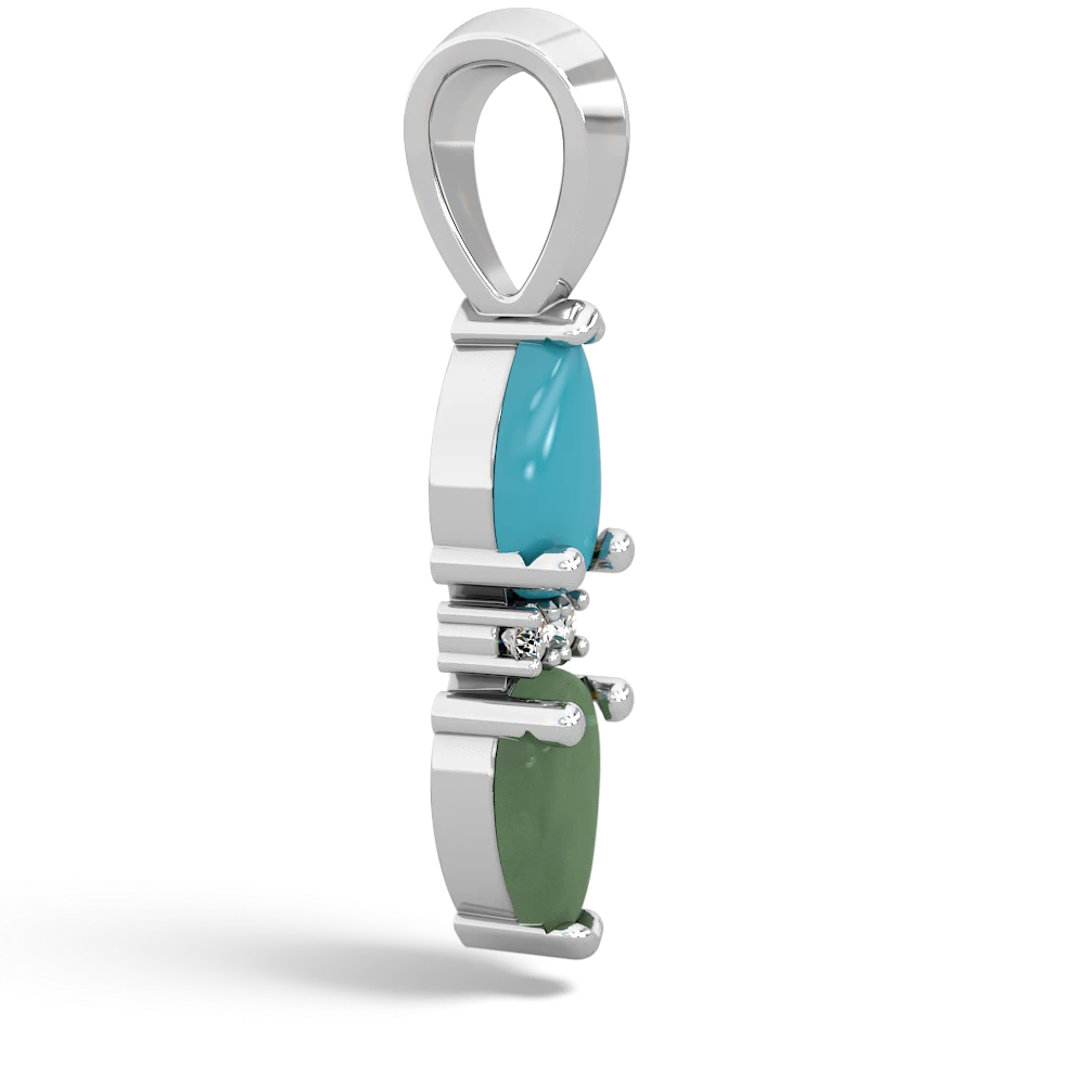 Turquoise Bowtie Drop 14K White Gold pendant P0865