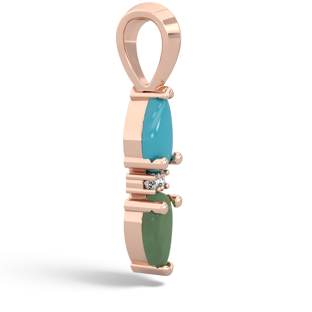 Turquoise Bowtie Drop 14K Rose Gold pendant P0865