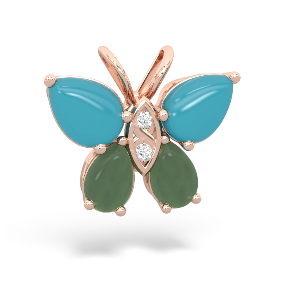 Turquoise Butterfly 14K Rose Gold pendant P2215